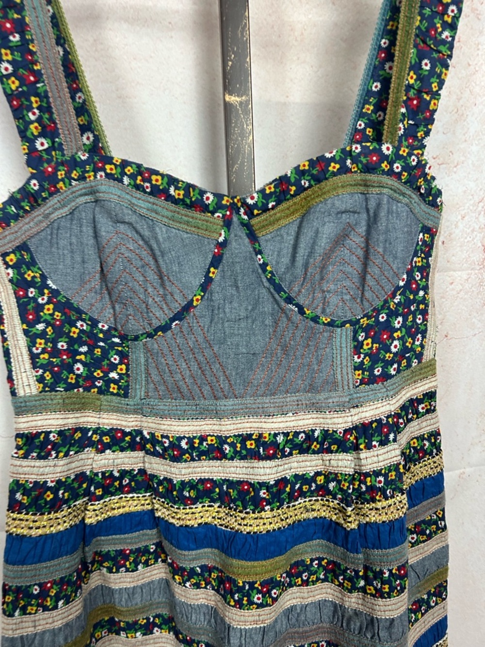 FREE PEOPLE New Romantics Ol' Oprey smocked dress size 10 M floral cottage beach - Picture 3 of 6
